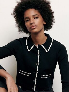 SANDRO PARIS Leanna Crop Knit Cardigan & Crop Tank Set